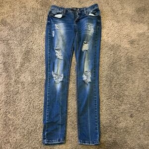 Distressed Blue Jeans